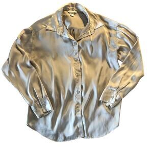 H&M Silk Satin Cream Button Down Blouse Women's Size M